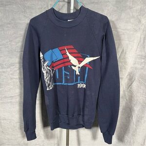VINTAGE 1991 Jerzees France USA Graphic Print Crewneck Sweatshirt Sz Small